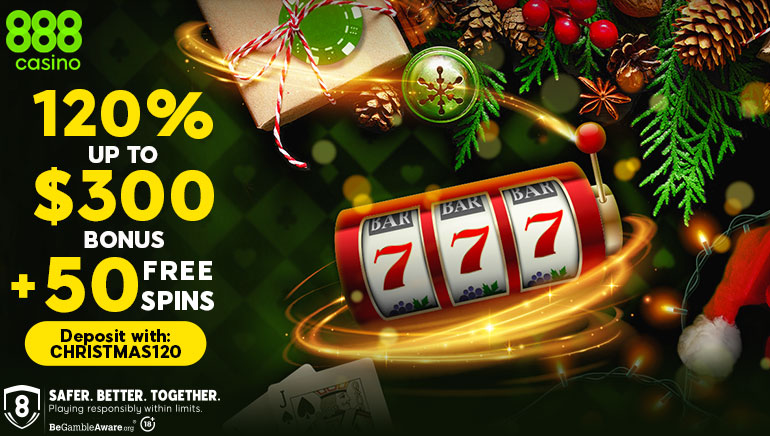 888 Casino Christmas Special for New Players: Get Up to €300 & 50 Free Spins